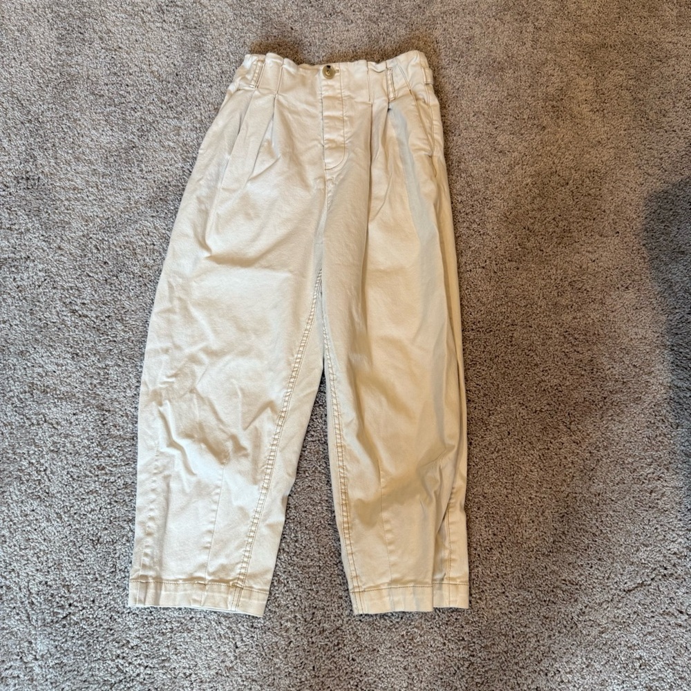 Free People Wide Leg Cream Pants Size 26